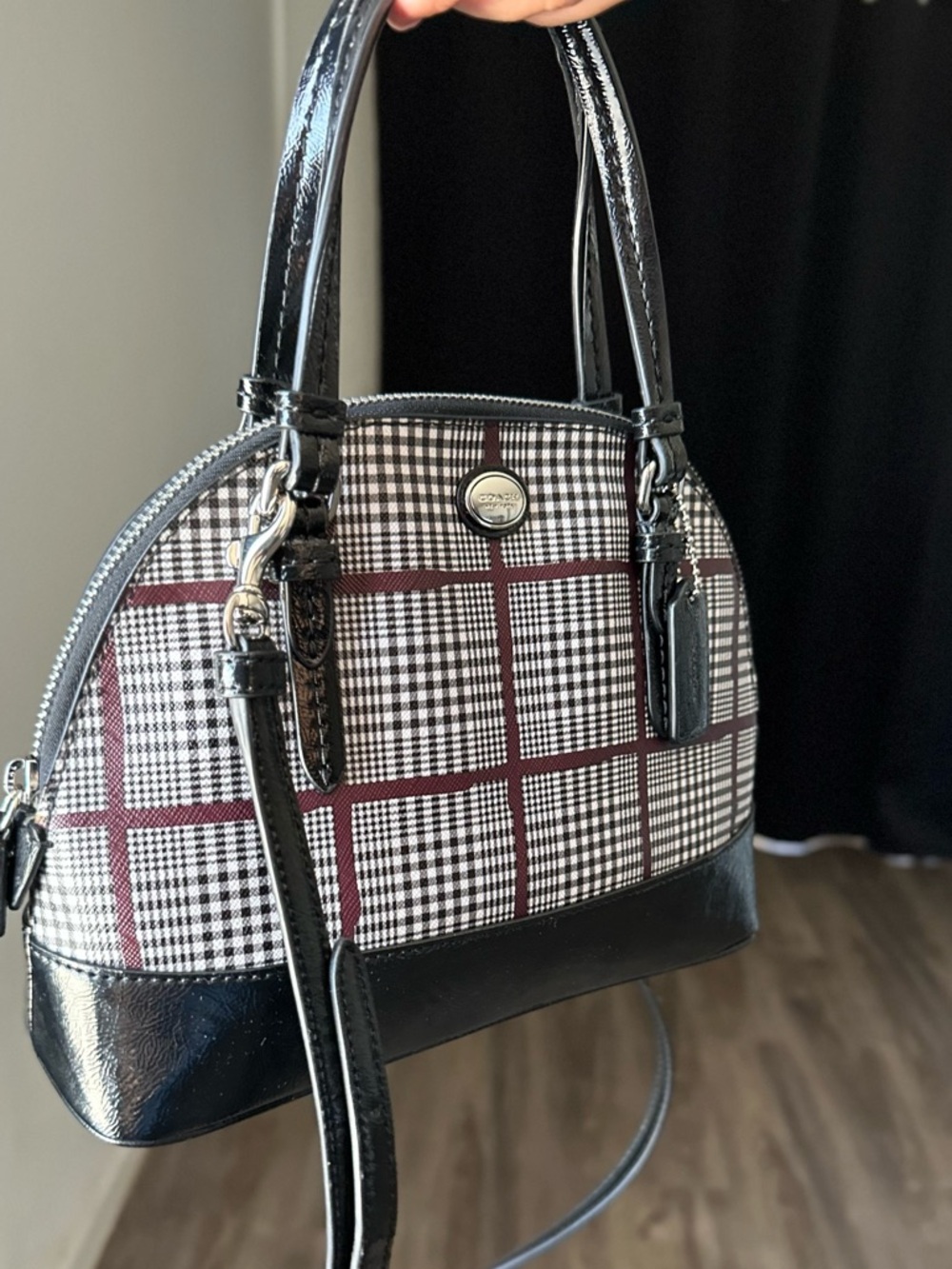 Coach 2014 Peyton Glen Plaid Dome Satchel with Crossbody Strap - Picture 5 of 9